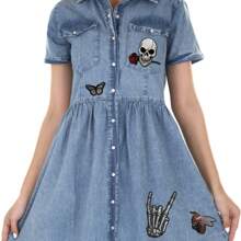 15Pcs Dark Style1 Embroidered Applique Iron On Patches For Backpacks, Rock Band Patches For Jackets, Cool Sew Patch For Clothing, Jeans, Hats, DIY Accessories