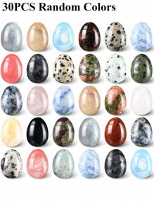 1/8/15/30入隨機顏色擔憂石蛋形水晶寶石拋光礦石蛋形石頭口袋掌心脈輪水晶，可緩解焦慮，靜心冥想，靈氣平衡，復活節裝飾 - 彩色 - 查看 12