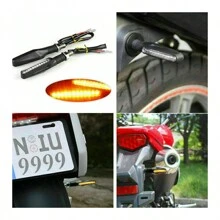 4 Pack 1.5cmx10.5cm Motorcycle Turn Signals Blinker Lights Amber Universal For Suzuki DRZ400s 1W 12V 12 LED Bulbs, IP65 Waterproof, Direct Bolt-On With 2 Wires Connecting. Black Is Positive; Red Is Negative, Approx.26 Cm - màu đen - Xem 7