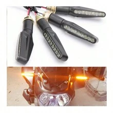 4 Pack 1.5cmx10.5cm Motorcycle Turn Signals Blinker Lights Amber Universal For Suzuki DRZ400s 1W 12V 12 LED Bulbs, IP65 Waterproof, Direct Bolt-On With 2 Wires Connecting. Black Is Positive; Red Is Negative, Approx.26 Cm - màu đen - Xem 8