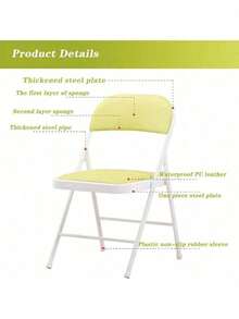 Asiento De Comedor Acolchado Portátil Sin Brazos para Sala De Estar Interior y Comedor, 1 Pieza Silla Plegable Acolchada Tapizada de Niñ@s, Silla De Evento para Dormitorio De Niñ@s Sillas Plegables - Amarillo - Ver 3