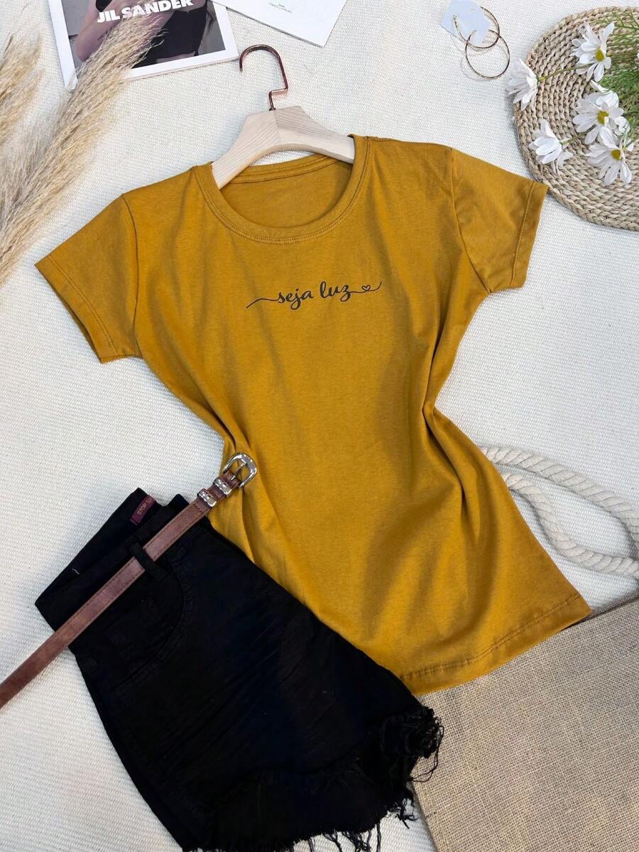 Women T-Shirts - 芥末黃 - 查看 1