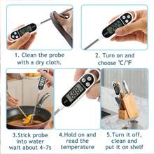 1pc Digital Real-Time Reading Food Thermometer, Suitable For Water, Meat, Candy, Tea, Barbecue, Cooking And Milk, Oil, Kitchen Tools, Candles, Digital Food Probes, Suitable For Kitchen, Outdoor Barbecue And Barbecue - White - View 7