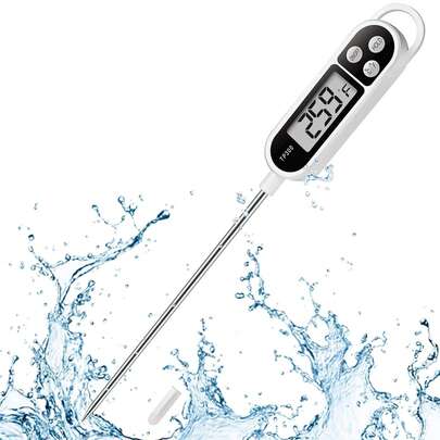 1pc Digital Real-Time Reading Food Thermometer, Suitable For Water, Meat, Candy, Tea, Barbecue, Cooking And Milk, Oil, Kitchen Tools, Candles, Digital Food Probes, Suitable For Kitchen, Outdoor Barbecue And Barbecue
