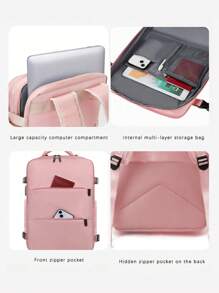 Zaino da viaggio con grande capacità per affari, pendolarismo e tempo libero da uomo e donna, zaino multifunzione a più scomparti, borsa per laptop, zaino con fibbia di rilascio, decorazione funzionale, zaino per laptop da viaggio, antifurto sottile, resistente all"acqua, borsa per computer portatile da college da scuola per donne e uomini, adatta per laptop da 15,6 pollici