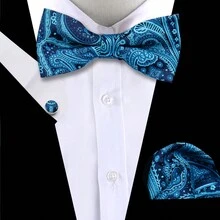 Set di cravatta, fazzoletto da taschino e gemelli, Combo di accessori di moda in stile britannico multicolore per uomini d'affari, incontri d'affari e matrimoni - Multicolore - Visualizzare 15