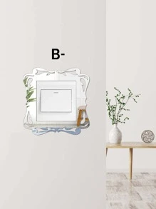 1pc Mirror Surface Switch Wall Sticker, Modern Plastic Switch Sticker For Home Decoration Mirror Wall Wall Decor Room Decor Wall Mirror Mirror For Room Bathroom Decor Living Room Decor - Silver - View 5