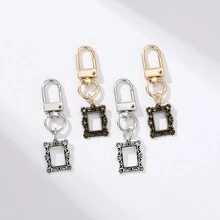 2入個性化時尚復古合金相框鑰匙圈袋掛件，適用於節日禮品 - 彩色 - 查看 10