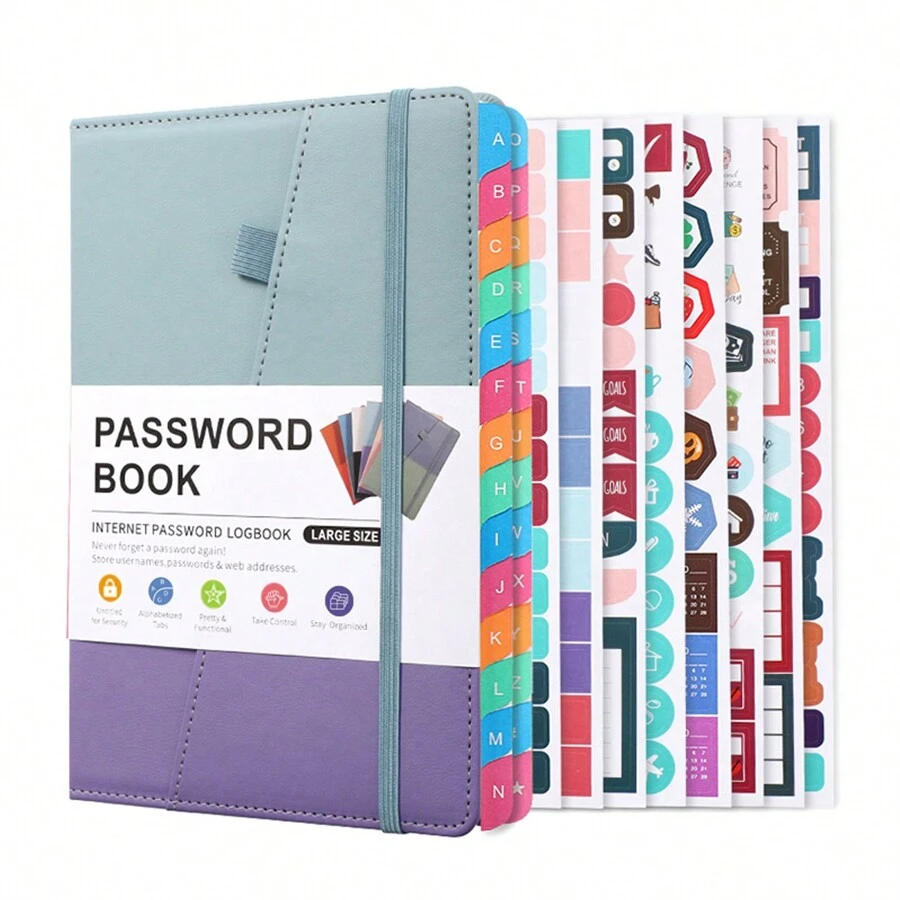 1 Piece Premium Address Book With Letter Labels - Home & Office Internet & Email Address Notebook & Login Details Organizer's Log - Hardcover 5.8 X 8.4 Inches With Foldable Inner Pocket - Personal Password Manager - Khaki+Pink - View 1