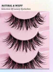 Sibeuna 7 Pairs Wet Lash Makeup Cartoon Style False Eyelashes, Transparent Stem, Fine & Soft, Natural Mink Hair Texture, Fashionable - 尖尾漫畫款 - 查看 2