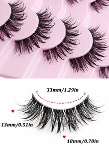 Sibeuna 7 Pairs Wet Lash Makeup Cartoon Style False Eyelashes, Transparent Stem, Fine & Soft, Natural Mink Hair Texture, Fashionable - 尖尾漫畫款 - 查看 3