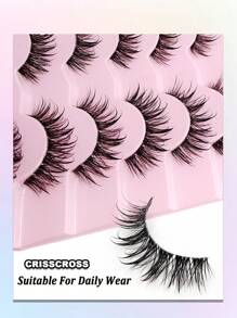 Sibeuna 7 Pairs Wet Lash Makeup Cartoon Style False Eyelashes, Transparent Stem, Fine & Soft, Natural Mink Hair Texture, Fashionable - 尖尾漫畫款 - 查看 7