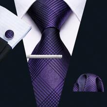 Cravate florale violette royale pour hommes, ensemble de cravate de luxe en soie jacquard avec mouchoir pour mariage et soirée