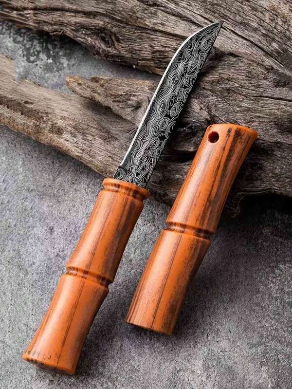 1 pezzo Coltello da cucina ultraportatile con manico in bambù forgiato a mano, affilato per uso ristorante, sbucciatore di frutta compatto - perfetto per picnic e uso quotidiano