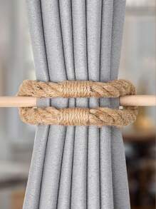 1 pieza Sujetador de cortina europeo de estilo rústico con cuerda de yute amarilla, ideal para sujetar y decorar cortinas - Marrón - Ver 7