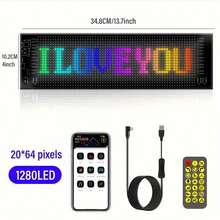 Ultra Thin Flexible USB Car LED Display Screen, 20x64 Pixels Electronic Soft Screen LED Car Sign Board - 20*64 Lights - View 1