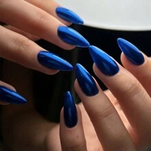 1包全息激光美甲闪粉，适用于凝胶指甲油装饰，闪亮亮片美甲粉配双头眼影刷，美甲礼物，适合女性和女孩，DIY美甲，情人节，美甲用品 - 寶藍色 - 查看 3