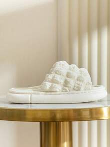 女士全季款舒適安靜室內拖鞋，透氣臥室和客廳家居拖鞋 - 白色 - 查看 5