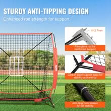 KFFKFF 5x5 Ft Baseball Softball Practice Net, Portable Baseball Training Net For Hitting Batting Catching Pitching, Backstop Baseball Equipment With Bow Frame, Carry Bag, Strike Zone, Ball, Batting Tee