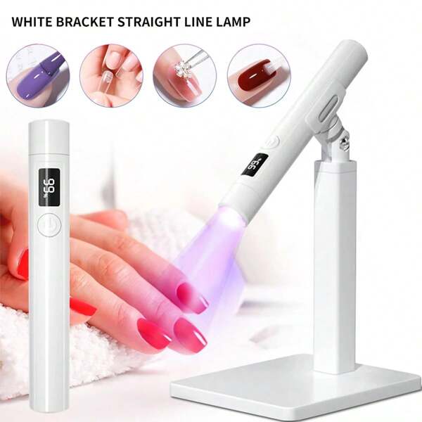 XEIJAYI White Handheld Manicure Word Lamp With Screen Display Bracket 360 Degrees Rotary Multifunctional Rack Stick Nail Tip Heating Lamp Lamp Bracket New Nail Light Small Portable Nail Phototherapy Light Plug In Mini Baking Light