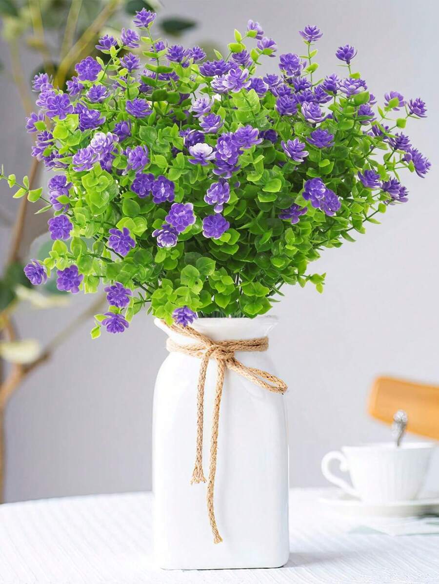 1/3pcs Artificial Plant Fake Flowers, For Indoor & Outdoor Garden, Patio, Window Decoration, Wedding Centerpiece, Home Decor, Flower Arrangement, Party Table Centerpiece, New Year Decoration. - Purple - View 1