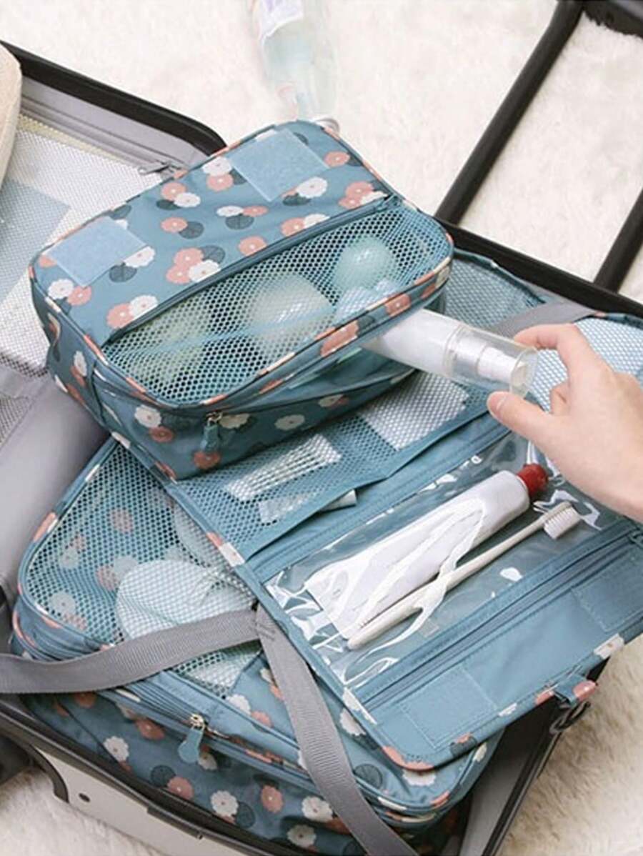 1PC Navy Blue Star Wash Bag, Large Capacity Hanging Handbag, Can Be