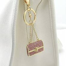 1 pieza Accesorio de moda para bolso de mujer, llavero metálico 3D con tachuelas de diamantes de imitación, idea de regalo para la decoración del automóvil y el llavero de la cartera