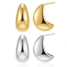 Tewiky Jewelry Chunky Gold Hoop Earrings For Women, 14K Gold/Silver Plated Hypoallergenic Earrings Lightweight Thick Gold Teardrop Earrings Gold Fashion Jewelry