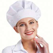 1頂飯店/餐廳廚師帽，男女白色布質侍者/廚房員工帽，工作帽，廚師制服帽 - 彩色 - 查看 13