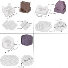 4+1 Resin Coaster Molds Set, Coaster Molds For Epoxy Resin, Coaster Resin Mold With Storage Box Mold For DIY Art Craft Cup Mats - White - View 7