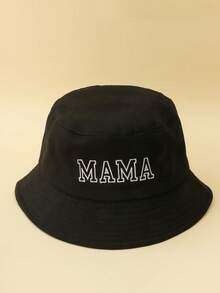 1pc New Style Women's Mama Letter Embroidered Bucket Hat For Festival - Black - View 2