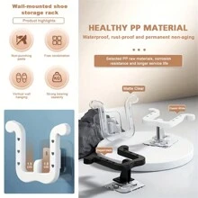 3pcs Wall Mounted Slipper Rack, Multifunctional Shoe Rack, Wall Hanging No Drilling, Self-Adhesive Foldable Shoe Rack For Door, Cupboard, Bathroom, Kitchen - Multicolor - View 5