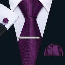 Cravate florale violette royale pour hommes, ensemble de cravate de luxe en soie jacquard avec mouchoir pour mariage et soirée