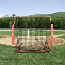 KFFKFF 5x5 Ft Baseball Softball Practice Net, Portable Baseball Training Net For Hitting Batting Catching Pitching, Backstop Baseball Equipment With Bow Frame, Carry Bag, Strike Zone, Ball, Batting Tee