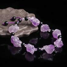Amethyst Healing Bracelet - Attracts Wealth, Relieves Stress & Protects Gemstones - Adjustable Jewelry Gift, Helps You Succeed - Purple - View 2