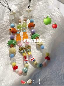 Fait main Style Ins Décoratif Dragonne de Téléphone Motif Palmier, Charmant pour Téléphone, Appareil Photo et Coques, Doux Ours Bonbon Cadeaux pour Mère, Famille, Amis, Anniversaire, Holidays Porte-Téléphone, Chaîne de Téléphone