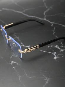 一副时尚眼镜，新款欧美木纹底座豹纹水钻复古街头风眼镜，新款时尚眼镜，复古欧美街头风女式眼镜，欧美个性化时尚眼镜，配饰 - 無色 - 查看 4