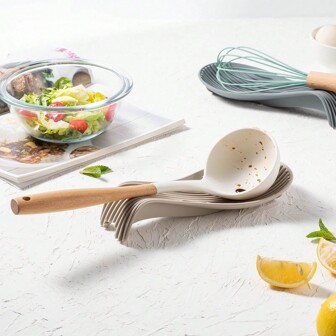 Keidason 1pc Kitchen Silicone Spoon Rest, Flexible Spoon-Shaped Silicone Kitchen Spoon Holder, Cooking Utensil Rest, Spatula Spoon Holder,Silicone Material Does Not Contain Bisphenol A,Kitchen,Summer Beach Party,Food,Camping,Organizer,Room Decor,Kitchen Items.