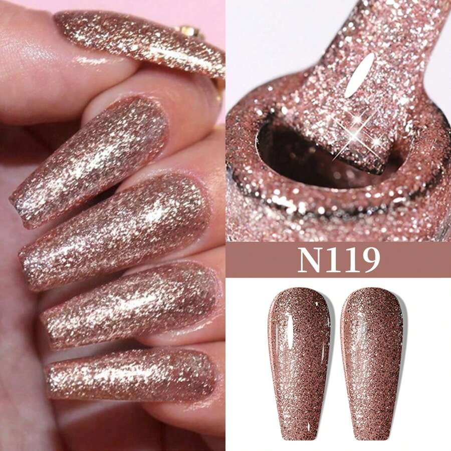 XEIJAYI 1Pc Gel Nail Polish, Popular Series Nail Gel 141 Colors Vibrant All Seasons Gel Polish- Uv/Led Soak Off Semi-Permanent Varnish For Diy Manicure Nail Art Design Gift For Women - 裸粉色 - 查看 1