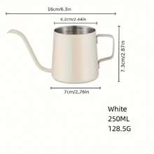 1入組，8.45oz/11.83oz 手工咖啡壺，不銹鋼啞光水壺，有細口和長嘴，適用於戶外露營，旅行 - 不銹鋼顏色 - 查看 6