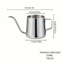 1入組，8.45oz/11.83oz 手工咖啡壺，不銹鋼啞光水壺，有細口和長嘴，適用於戶外露營，旅行 - 不銹鋼顏色 - 查看 4