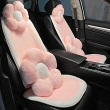 1pc Girly Pink Plush Car Seat Cushion, Warm Anti-Slip Comfortable Auto Seat Protector, Also Usable As Chair Pad