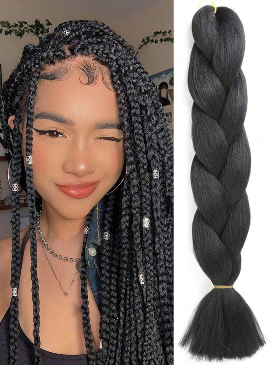 1 包大号编织发 24 英寸，适合女性和儿童日常节日和角色扮演编织佩戴黑色棕色绿色粉色蓝色橙色紫色白色多色时尚合成头发钩针接发实用灵巧的高温头发适合圣诞节新年狂欢音乐节