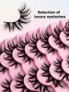Sibeuna 7 Pairs Cartoon Style Lightweight Crossing Natural Faux Mink Lashes, Fashionable - 尖尾漫畫款 - 查看 5