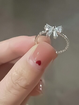 1pc Sweet Girl Heart Cute Bowknot Open-Ended Adjustable Ring, Simple Style For Index Finger