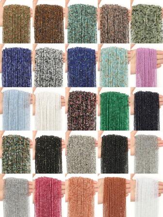 2/3/4 毫米天然石珠 - 手工制作的多色不对称切割隔珠 - 独特的 DIY 手链配件的生动设计增强剂