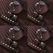 5入組珠寶套裝，歐美風格微鑲立方氧化鋯心形與花形耳環、項鍊、戒指、手鏈套裝，日韓設計幸運五瓣花極簡優雅配件，適於女性婚禮、派對，送女友和摯友禮物 - 套裝珠寶首飾 - 查看 1