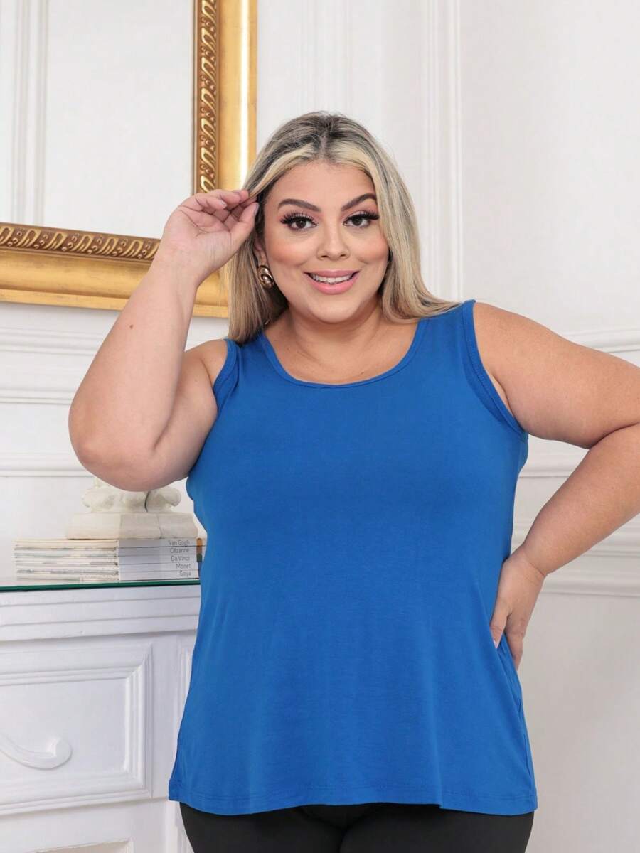 Plus Size Blouses - 寶藍色 - 查看 1