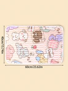 1 pieza Almohadilla acolchada con estampado de animales de dibujos animados lindos Oso/Conejo/Perro/Gato, base antideslizante e impermeable, adecuada para cuna/carriola, todas las estaciones, uso al aire libre - Multicolor - Ver 2
