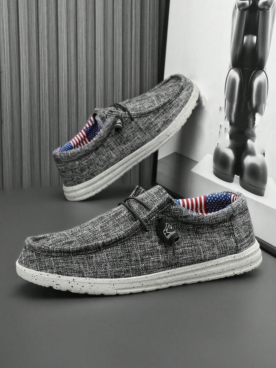 WASIROYI Men's Casual Slip-On Canvas Shoes With MD Outsole, Lightweight, Anti-Slip, Versatile, Suitable For Outdoor, Halloween, Independence Day, School, Christmas Holiday Festival Gifts - màu đen - Xem 1
